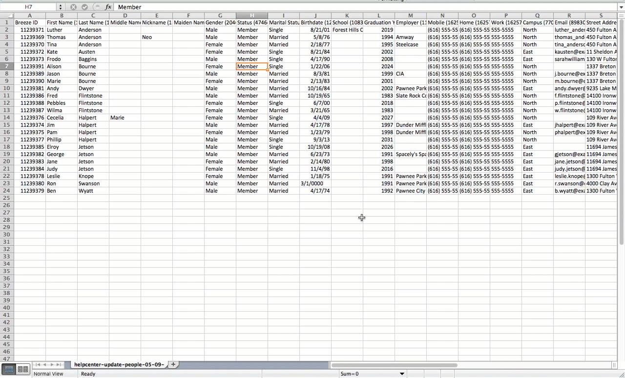 breeze church management exporting notes