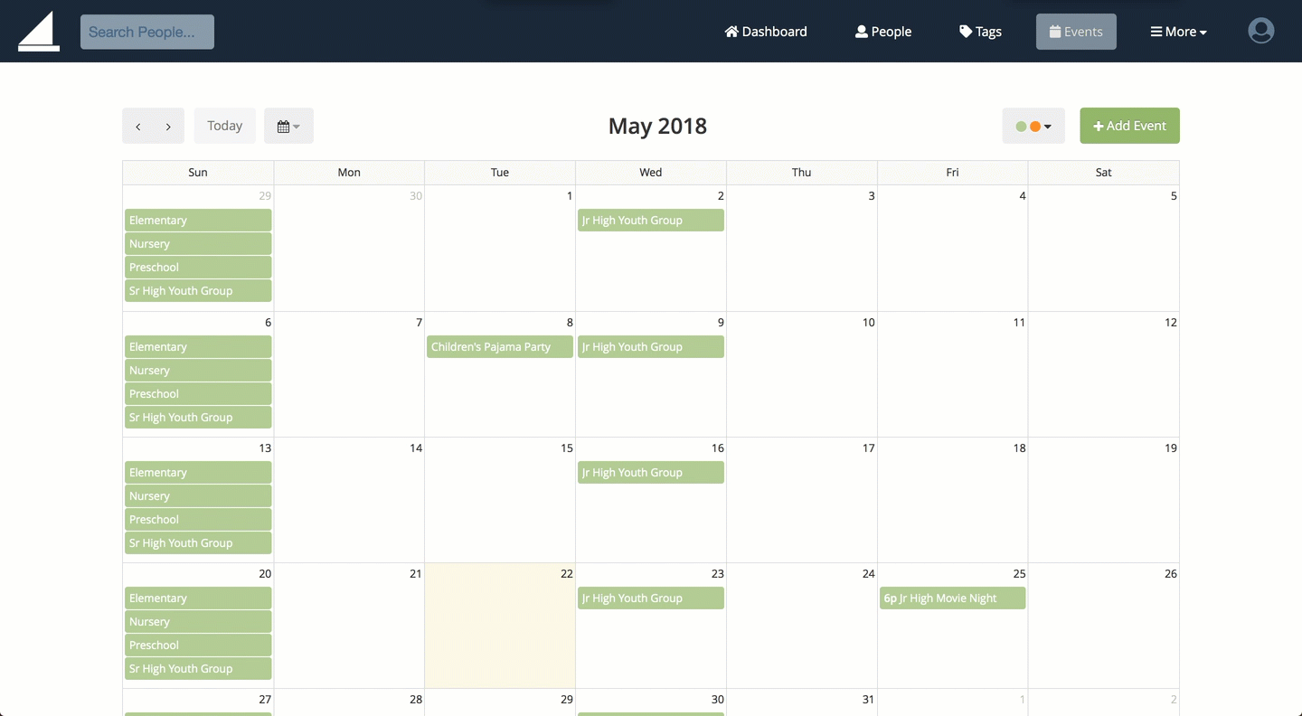 Using Multiple Calendars Breeze Church Management