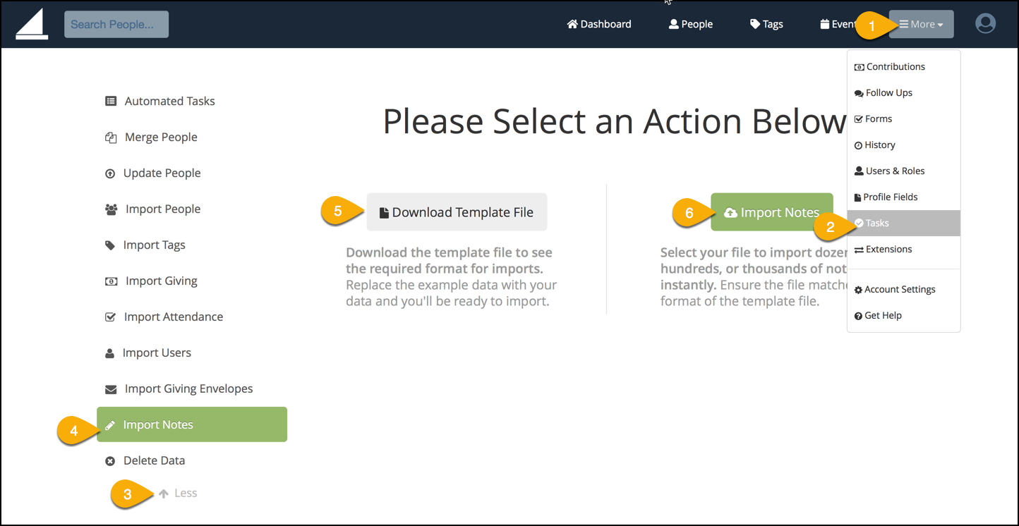 breeze church management exporting notes