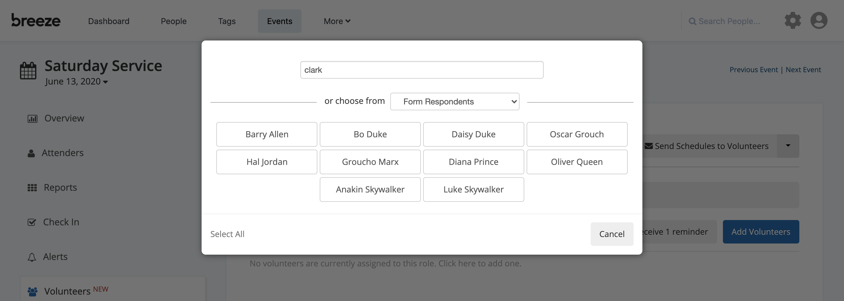 breeze church management exporting notes